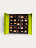 Norman Love Confections coffee-themed gift box featuring an assortment of Tiramisu, Cafe Latte, and Espresso truffles.