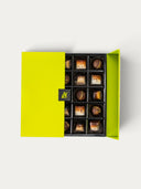 Norman Love Confections Coffee Shop gift box featuring assorted tiramisu, latte, and espresso chocolate truffles.