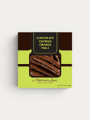 Norman Love Confections dark chocolate-covered orange peels, thin candied orange slices dipped in rich dark chocolate.