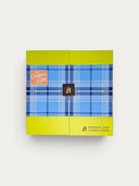 Norman Love Confections 25 piece Father's Day chocolate gift box in green with a blue plaid sleeve.