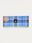 Norman Love Confections 10-piece Father's Day chocolate gift box in a blue plaid pattern with a festive band.